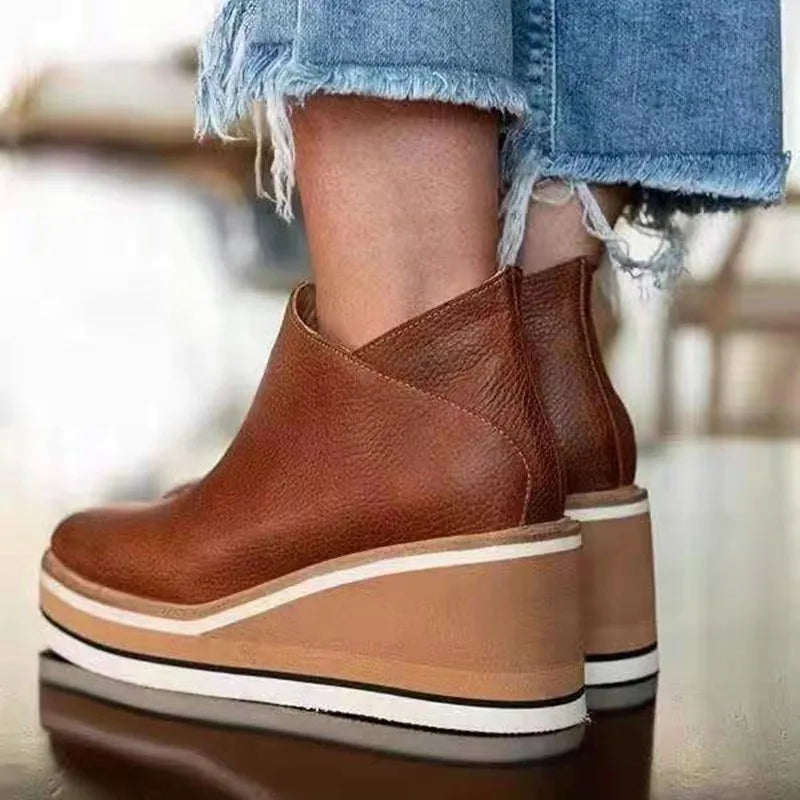Catalina | Bota Elegante De Cuero Con Tacón Cómodo