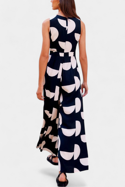 Brooke Mono Holgado Estampado con Cintura Ceñida y Pierna Ancha